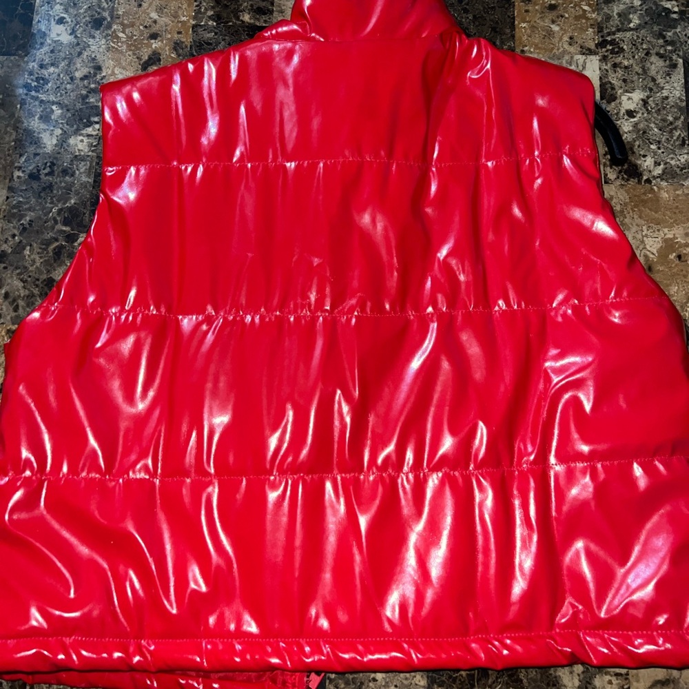 Shiny Red Puffer Vest - Picture 4 of 6